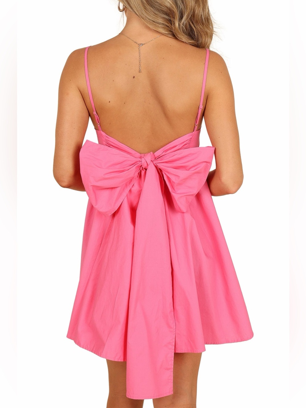 Alice Bow Back Cotton Babydoll Minidress Petal & Pup  Barbie pink L coquette L